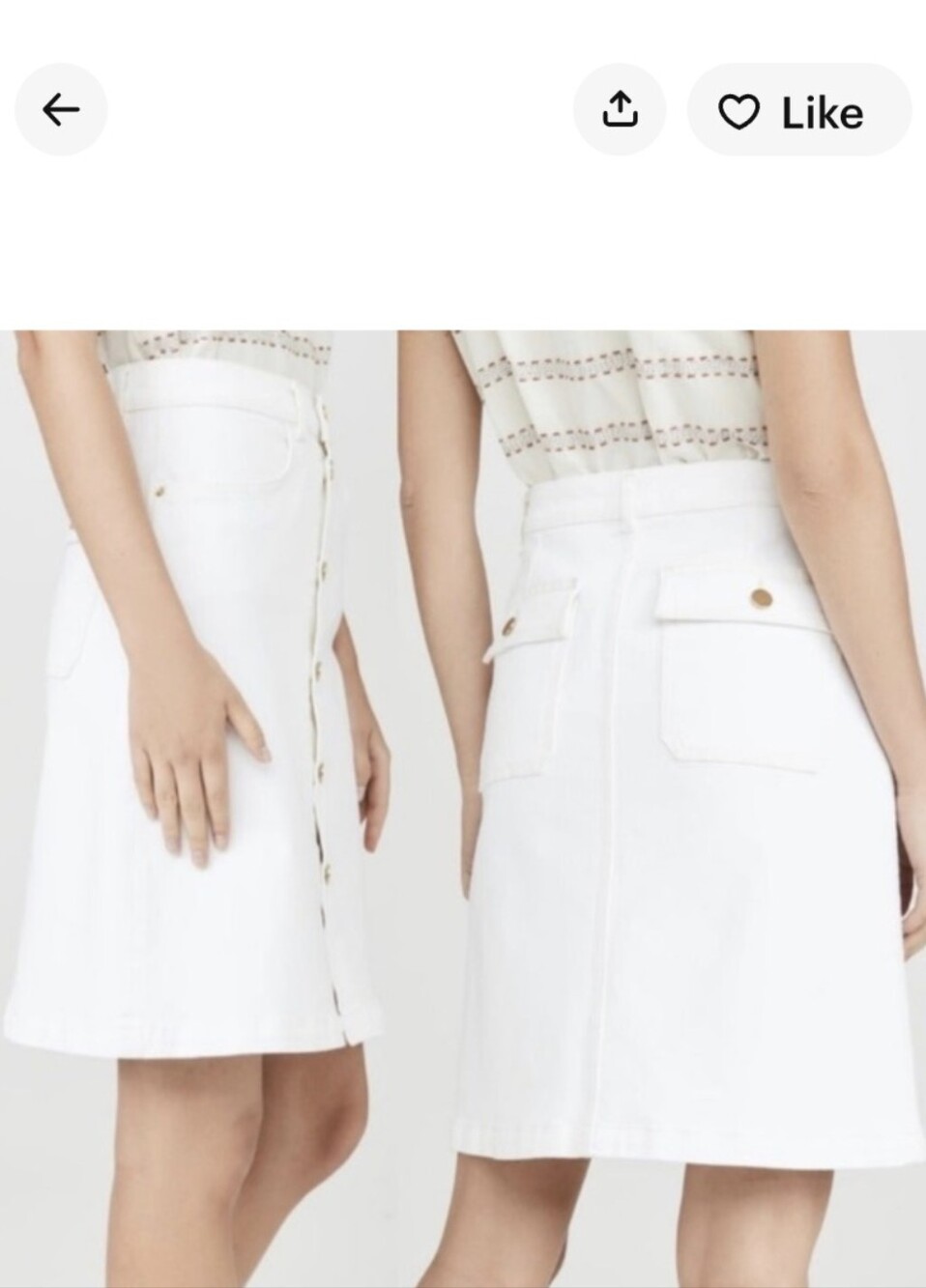 FRAME Denim Vintage High Waist Boot Skirt White Button-Front Size 24